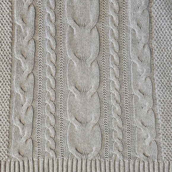 Gap Chunky Cable Knit Cotton Fisherman Sweater Gray XL Classic Preppy - Picture 3 of 6